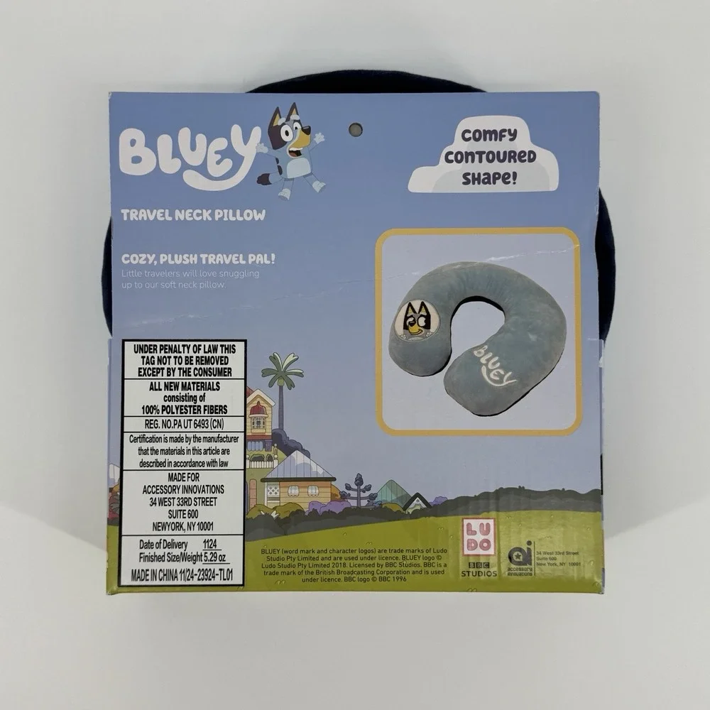 Bluey Travel Neck Pillow Kids Plush U Shape Bluey Bingo NEW NWT Ages 3+
